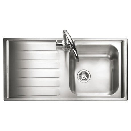 Rangemaster Manhattan Inset Mount Drainer Left Single Bowl Kitchen Sink For 500mm Cabinet in Stainless Steel 56560670