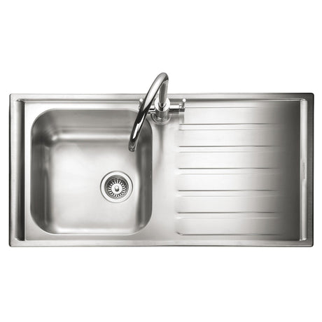 Rangemaster Manhattan Inset Mount Drainer Right Single Bowl Kitchen Sink For 500mm Cabinet in Stainless Steel 56560675