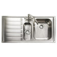 Rangemaster Manhattan Inset Mount One and Half Bowl Kitchen Sink For 600mm Cabinet in Stainless Steel Left