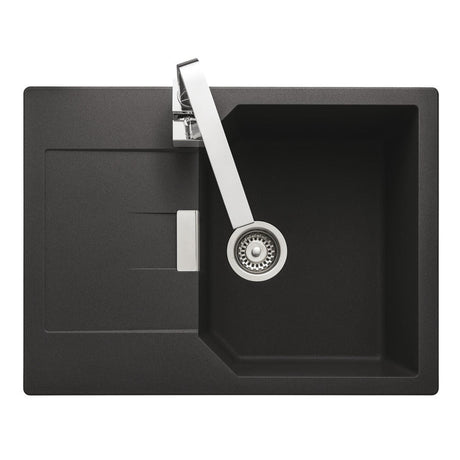Rangemaster Mayon Compact Inset Mount Ash black Single Bowl Kitchen Sink For 450mm Cabinet in Granite 57900551