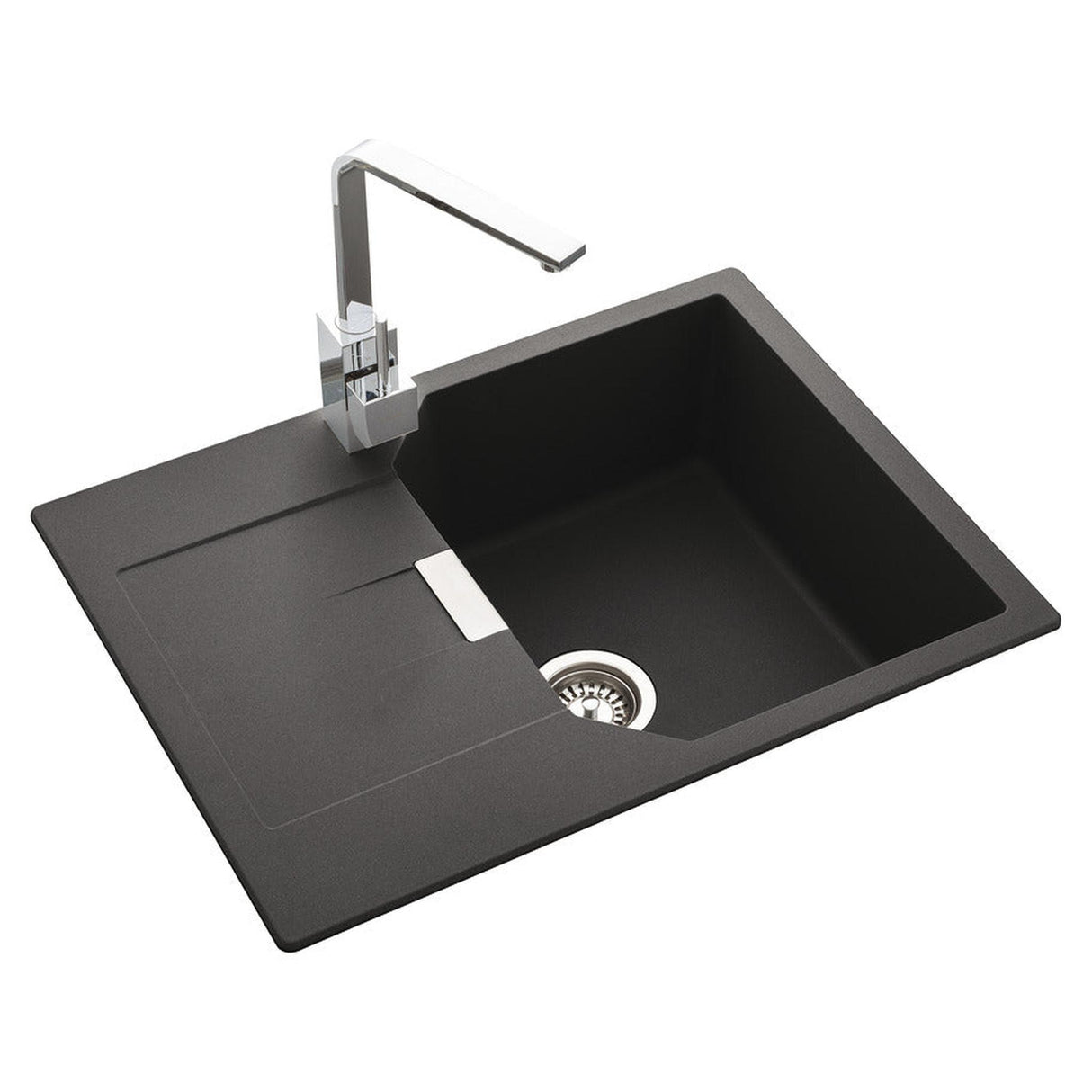 Rangemaster Mayon Compact Inset Mount Ash black Single Bowl Kitchen Sink For 450mm Cabinet in Granite 57900551