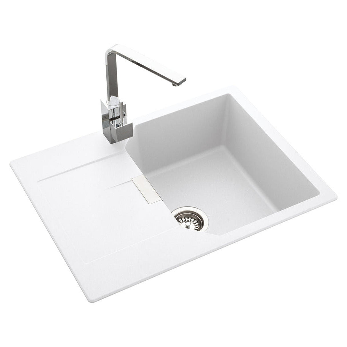Rangemaster Mayon Compact Inset Mount Crystal white Single Bowl Kitchen Sink For 450mm Cabinet in Granite 57900751