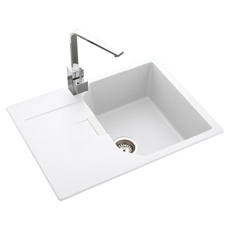 Rangemaster Mayon Compact Inset Mount Crystal white Single Bowl Kitchen Sink For 450mm Cabinet in Granite 57900751