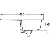 Rangemaster Mayon Compact Inset Mount Single Bowl Kitchen Sink For 450mm Cabinet in Granite Dimensions