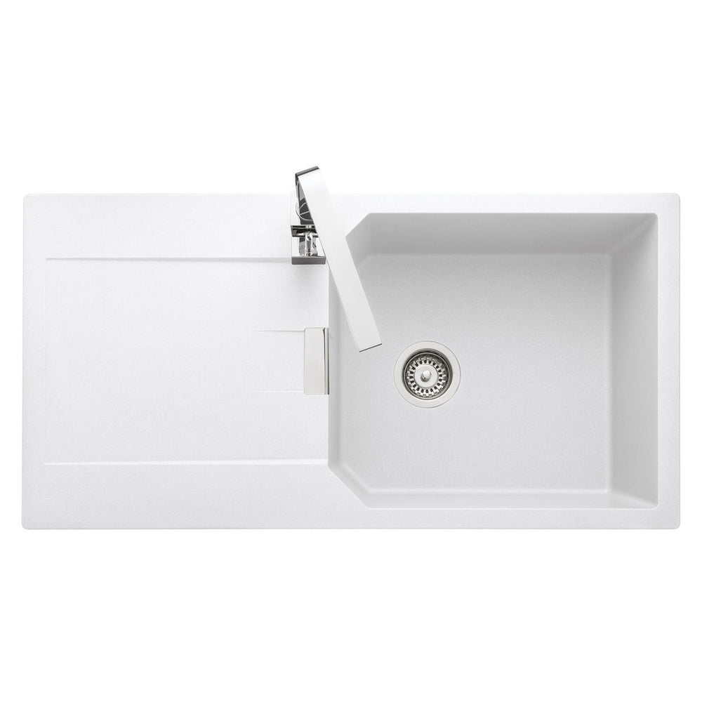 Rangemaster Mayon Inset Mount Crystal white Single Bowl Kitchen Sink For 600mm Cabinet in Granite 57900761