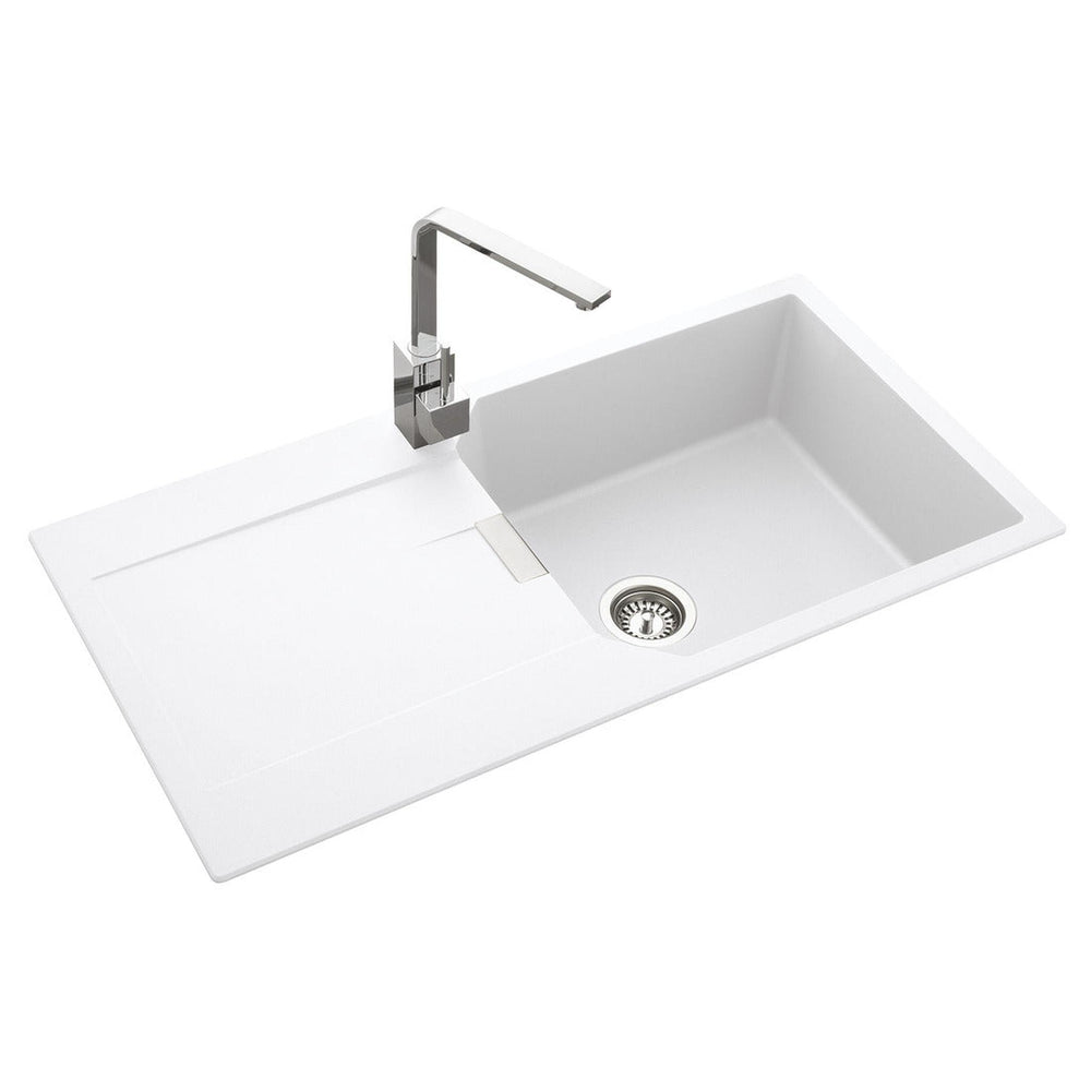 Rangemaster Mayon Inset Mount Crystal white Single Bowl Kitchen Sink For 600mm Cabinet in Granite 57900761