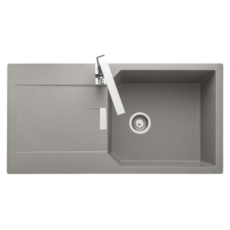 Rangemaster Mayon Inset Mount Dove grey Single Bowl Kitchen Sink For 600mm Cabinet in Granite 57900861