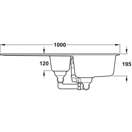 Rangemaster Mayon Inset Mount One And Half Bowl Kitchen Sink For 600mm Cabinet in Granite Dimension