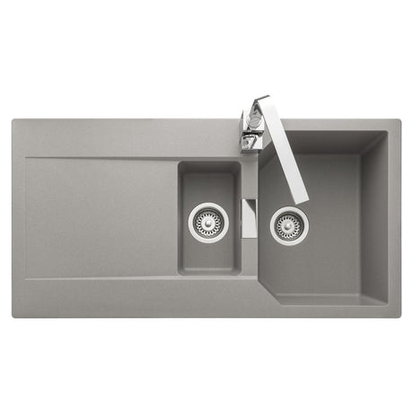 Rangemaster Mayon Inset Mount One And Half Bowl Kitchen Sink For 600mm Cabinet in Granite Dove Grey 57900871