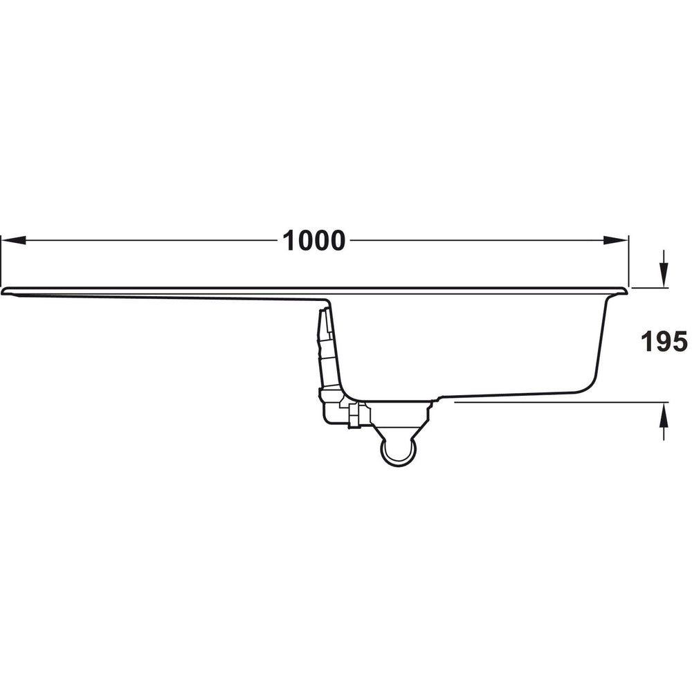 Rangemaster Mayon Inset Mount Single Bowl Kitchen Sink For 600mm Cabinet in Granite Dimensions