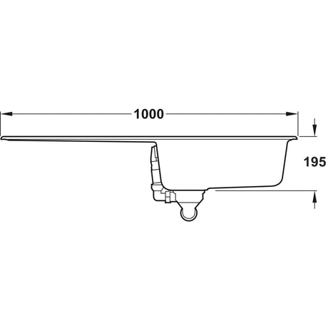 Rangemaster Mayon Inset Mount Single Bowl Kitchen Sink For 600mm Cabinet in Granite Dimensions