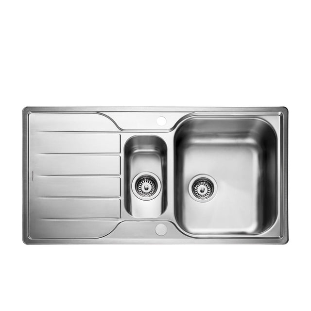 Rangemaster Michigan Surface Mount One And Half Bowl With Drainer Kitchen Sink For 600mm Cabinet in Stainless Steel 56560321