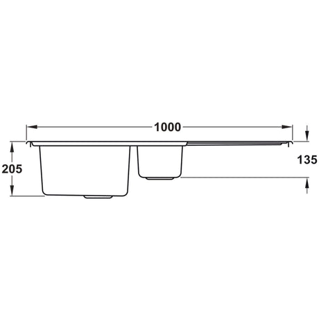 Rangemaster Oakland Inset Mount One and Half Bowl Kitchen Sink For 600mm Cabinet in Stainless Steel 56560741 Dimensions