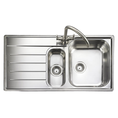 Rangemaster Oakland Surface Mount One And Half Bowl Kitchen Sink For 600mm Cabinet in  Stainless Steel 56560250