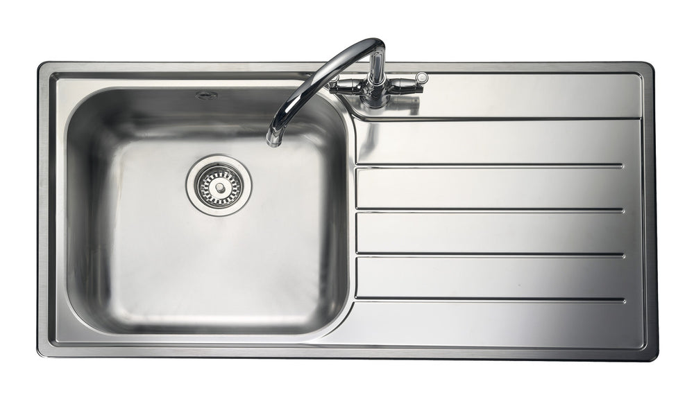 Rangemaster Oakland  Surface mount  Single  Bowl With Drainer Kitchen Sink For 600mm Cabinet in Stainless Steel 56560245