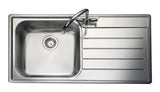 Rangemaster Oakland  Surface mount  Single  Bowl With Drainer Kitchen Sink For 600mm Cabinet in Stainless Steel 56560245