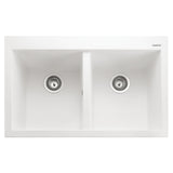 Rangemaster Oridian Inset Mount Arctic white Double Bowl Kitchen Sink For 800mm Cabinet in Granite 57901751