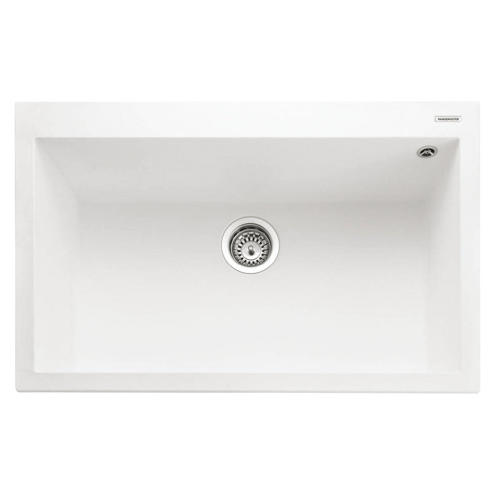 Rangemaster Oridian Inset Mount Arctic white Single Bowl Kitchen Sink For 800mm Cabinet in Granite 57901741