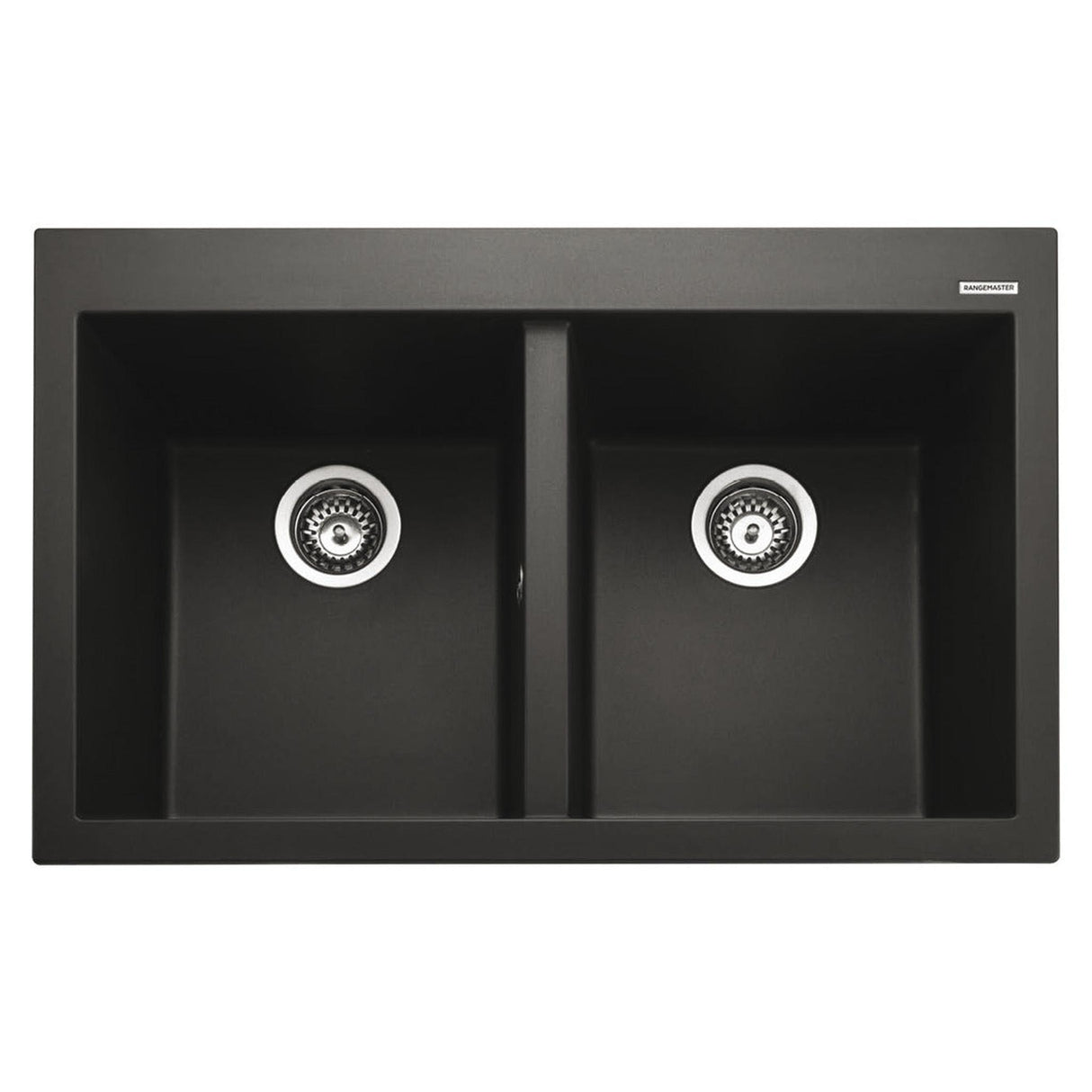 Rangemaster Oridian Inset Mount Charcoal Double Bowl Kitchen Sink For 800mm Cabinet in Granite 57901051