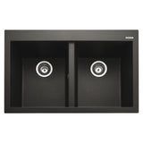 Rangemaster Oridian Inset Mount Charcoal Double Bowl Kitchen Sink For 800mm Cabinet in Granite 57901051