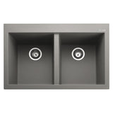 Rangemaster Oridian Inset Mount Concrete Double Bowl Kitchen Sink For 800mm Cabinet in Granite 57901151