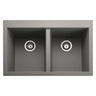 Rangemaster Oridian Inset Mount Concrete Double Bowl Kitchen Sink For 800mm Cabinet in Granite 57901151