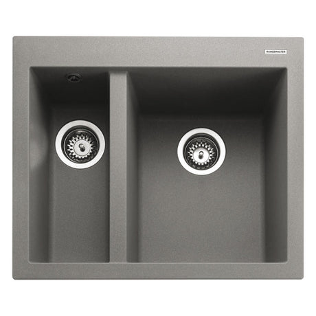 Rangemaster Oridian Inset Mount One and Half Kitchen Sink For 600mm Cabinet in Granite Concrete 57901131