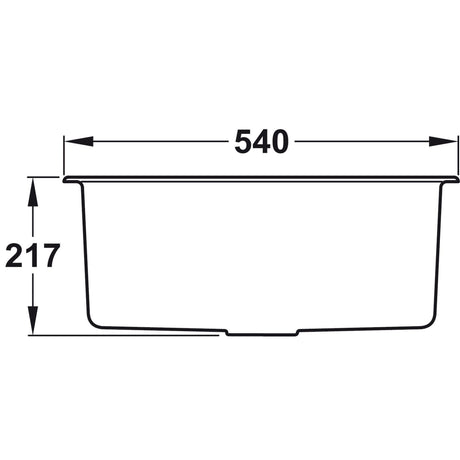 Rangemaster Oridian Inset Mount Single Bowl Kitchen Sink For 600mm Cabinet in Granite Dimensions