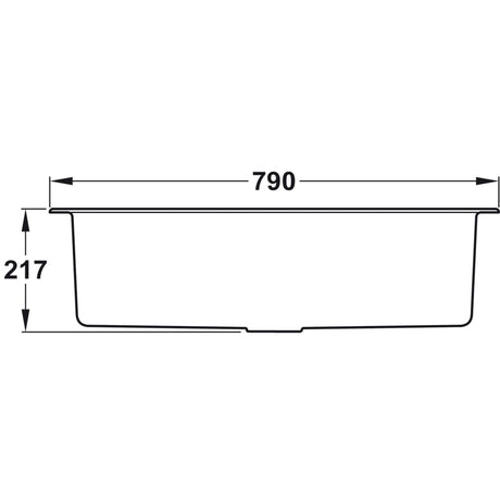 Rangemaster Oridian Inset Mount Single Bowl Kitchen Sink For 800mm Cabinet in Granite Dimensions