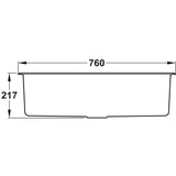 Rangemaster Oridian Inset Mount Single Bowl Kitchen Sink For 800mm Cabinet in Granite Dimensions