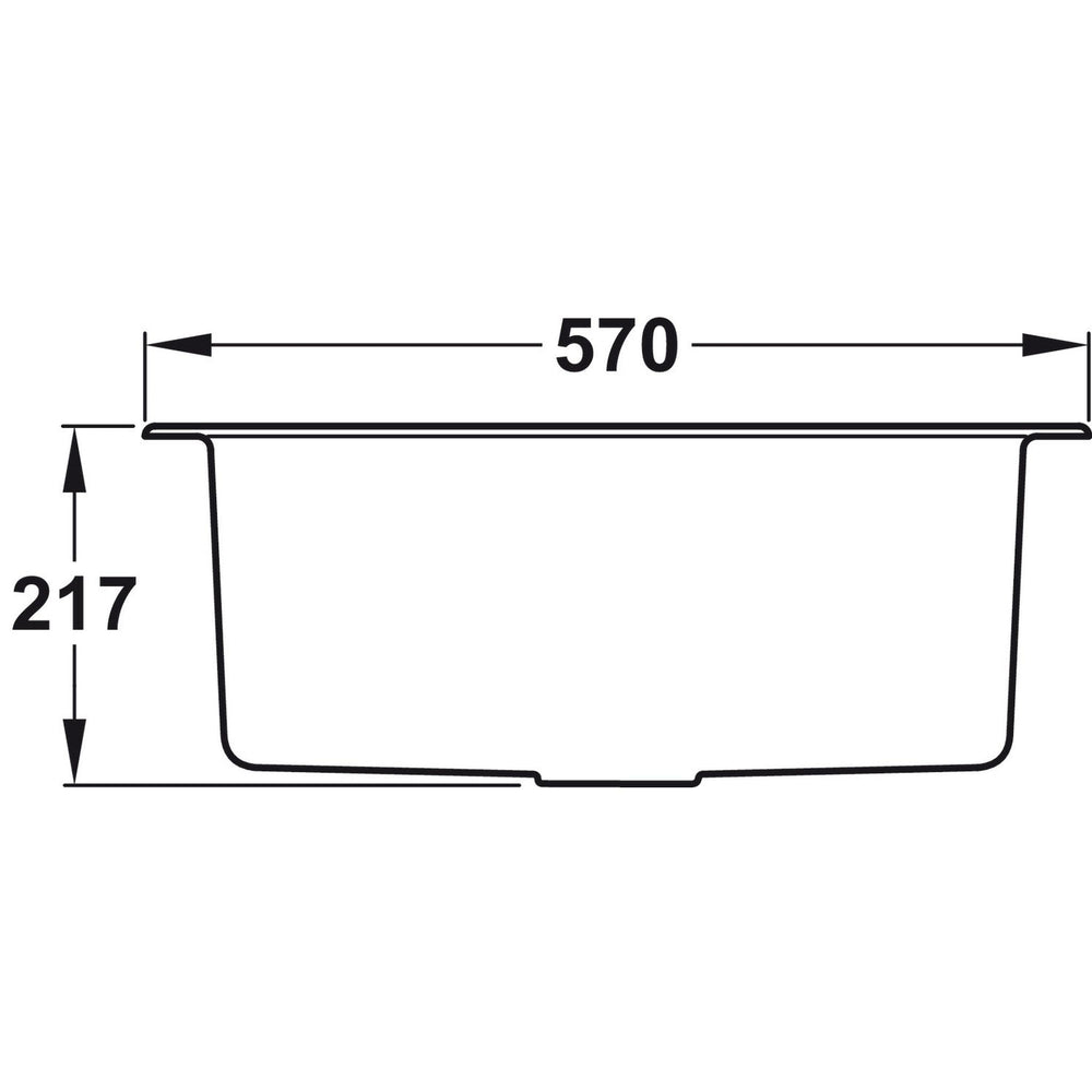 Rangemaster Oridian Inset Mount Single Kitchen Sink For 600mm Cabinet in Granite Arctic White 57901721 Dimension