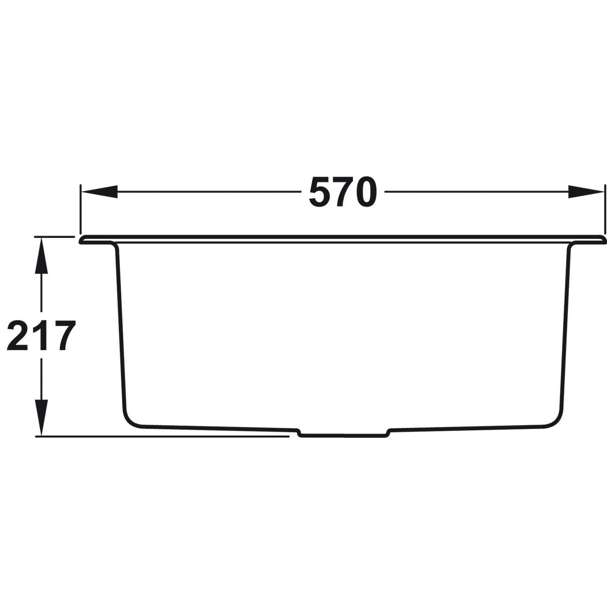Rangemaster Oridian Inset Mount Single Kitchen Sink For 600mm Cabinet in Granite Arctic White 57901721 Dimension