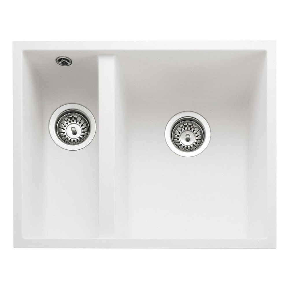 Rangemaster Oridian Undermount Arctic white One and Half Bowl Kitchen Sink For 600mm Cabinet in Granite 57901771