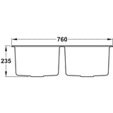 Rangemaster Oridian Undermount Bowl Kitchen Sink For 800mm Cabinet in Granite Dimensions