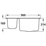Rangemaster Oridian Undermount One and Half Bowl Kitchen Sink For 600mm Cabinet in Granite Dimensions