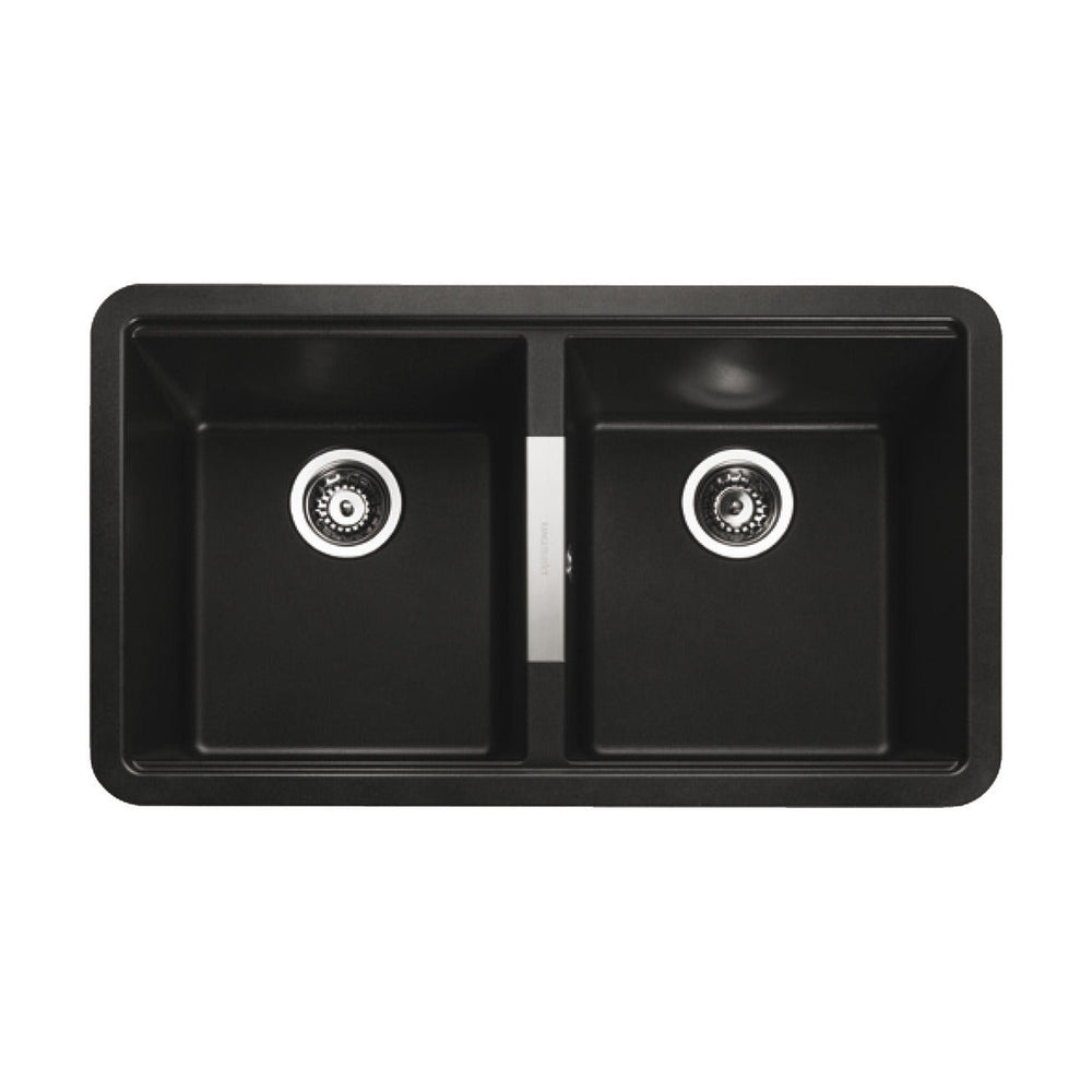 Rangemaster Paragon Undermount Double Bowl  Kitchen Sink For 900mm Cabinet in Granite Ash Black 56558591