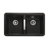 Rangemaster Paragon Undermount Double Bowl  Kitchen Sink For 900mm Cabinet in Granite Ash Black 56558591