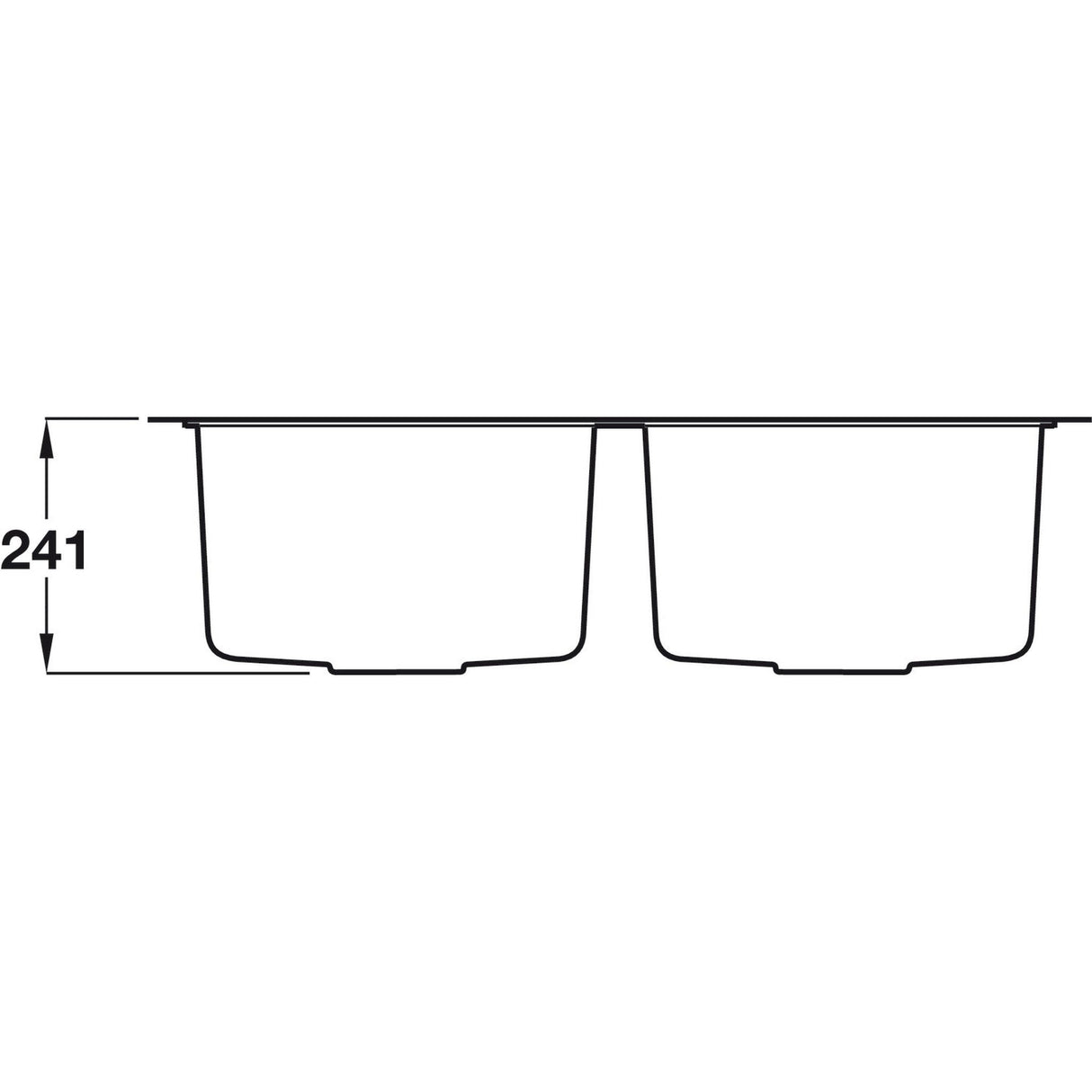 Rangemaster Paragon Undermount Double Bowl  Kitchen Sink For 900mm Cabinet in Granite Ash Black 56558591 Dmension