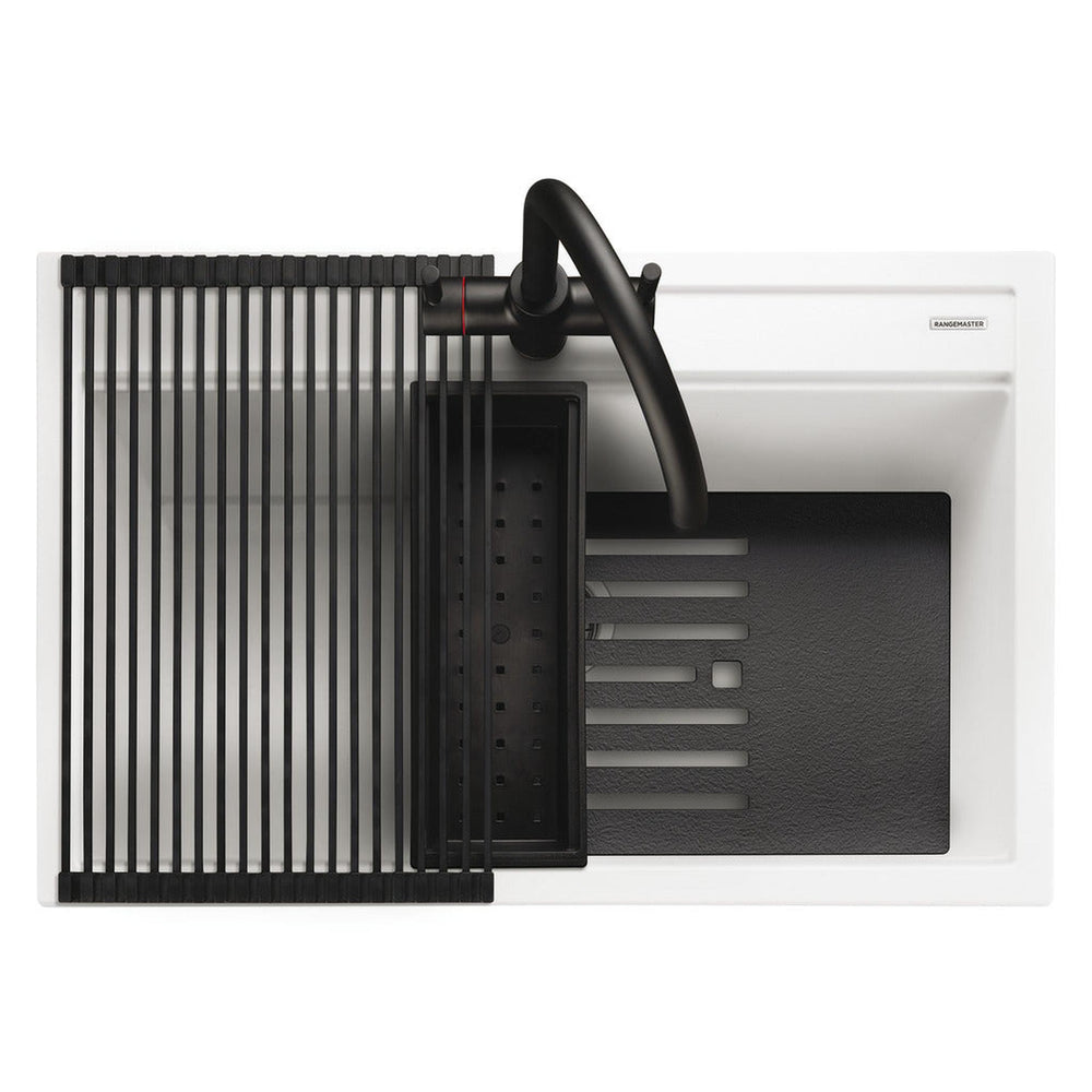 Rangemaster Prato Inset Mount Arctic white Single Bowl Kitchen Sink For 800mm Cabinet in Granite 57902011