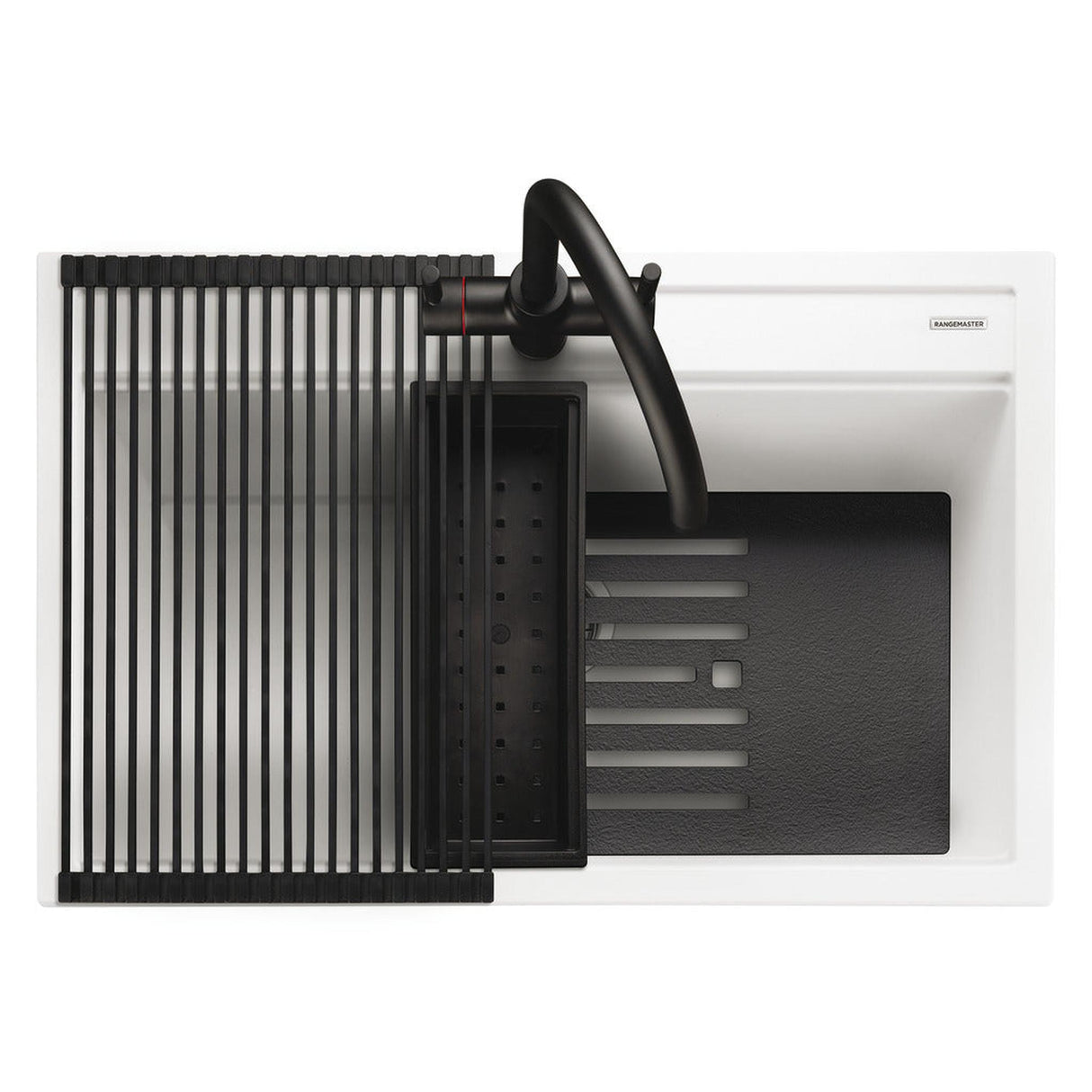 Rangemaster Prato Inset Mount Arctic white Single Bowl Kitchen Sink For 800mm Cabinet in Granite 57902011