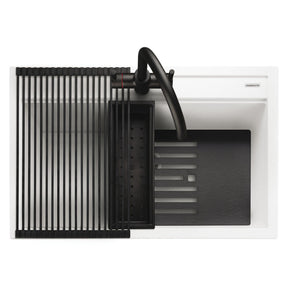 Rangemaster Prato Inset Mount Arctic white Single Bowl Kitchen Sink For 800mm Cabinet in Granite 57902011