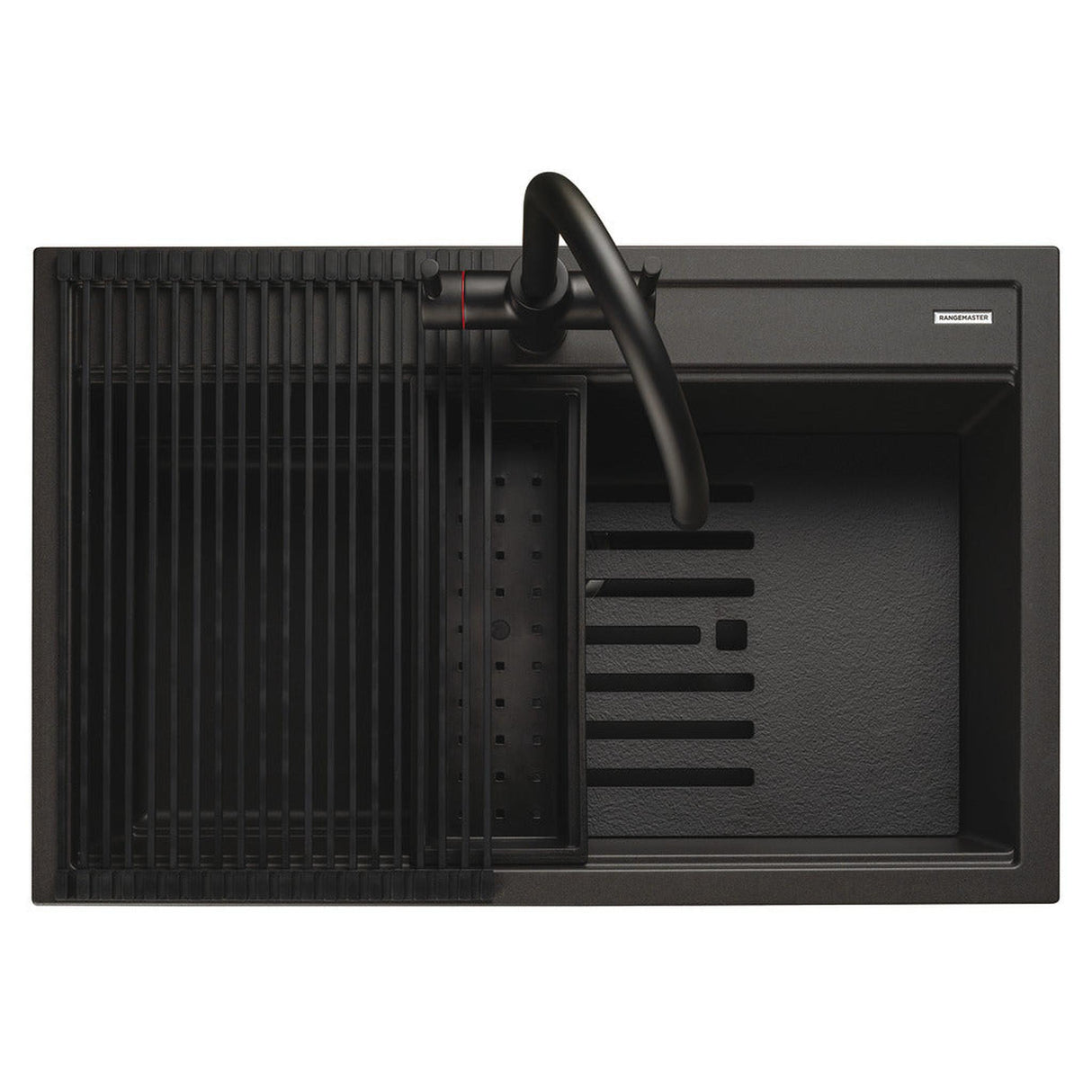 Rangemaster Prato Inset Mount Charcoal Single Bowl Kitchen Sink For 800mm Cabinet in Granite 57902011