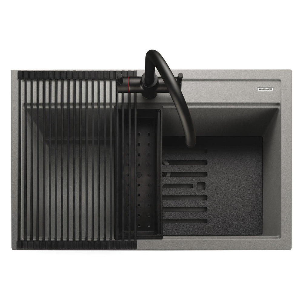 Rangemaster Prato Inset Mount Concrete Single Bowl Kitchen Sink For 800mm Cabinet in Granite 57902011