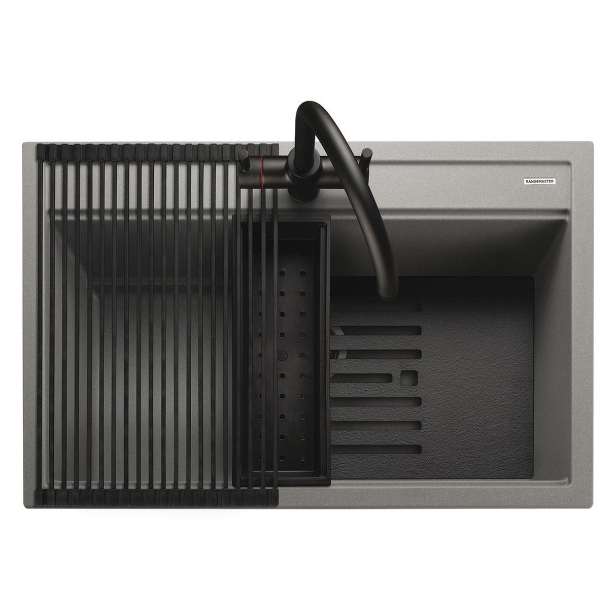 Rangemaster Prato Inset Mount Concrete Single Bowl Kitchen Sink For 800mm Cabinet in Granite 57902011