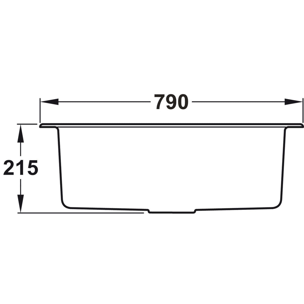 Rangemaster Prato Inset Mount Single Bowl Kitchen Sink For 800mm Cabinet in Granite Dimensions