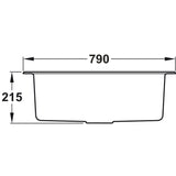 Rangemaster Prato Inset Mount Single Bowl Kitchen Sink For 800mm Cabinet in Granite Dimensions