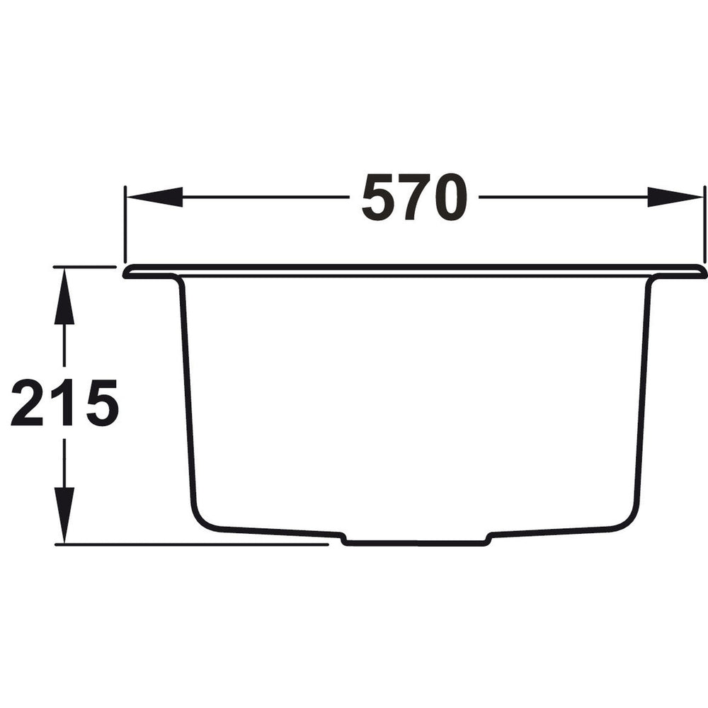 Rangemaster Prato Inset Mount Single Kitchen Sink For 600mm Cabinet in Granite Artic White 57902701 Dimension
