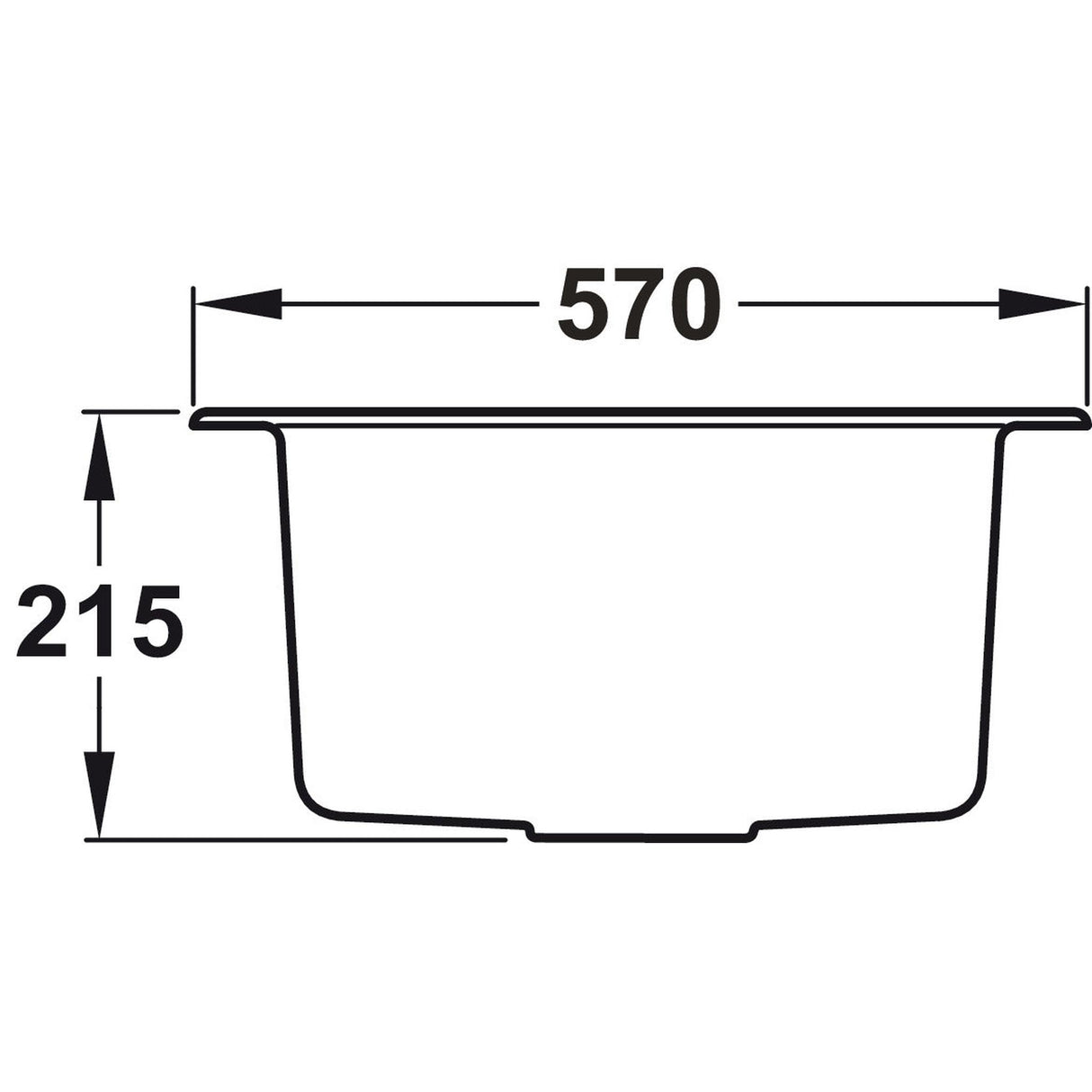 Rangemaster Prato Inset Mount Single Kitchen Sink For 600mm Cabinet in Granite Artic White 57902701 Dimension