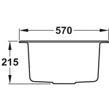 Rangemaster Prato Inset Mount Single Kitchen Sink For 600mm Cabinet in Granite Artic White 57902701 Dimension