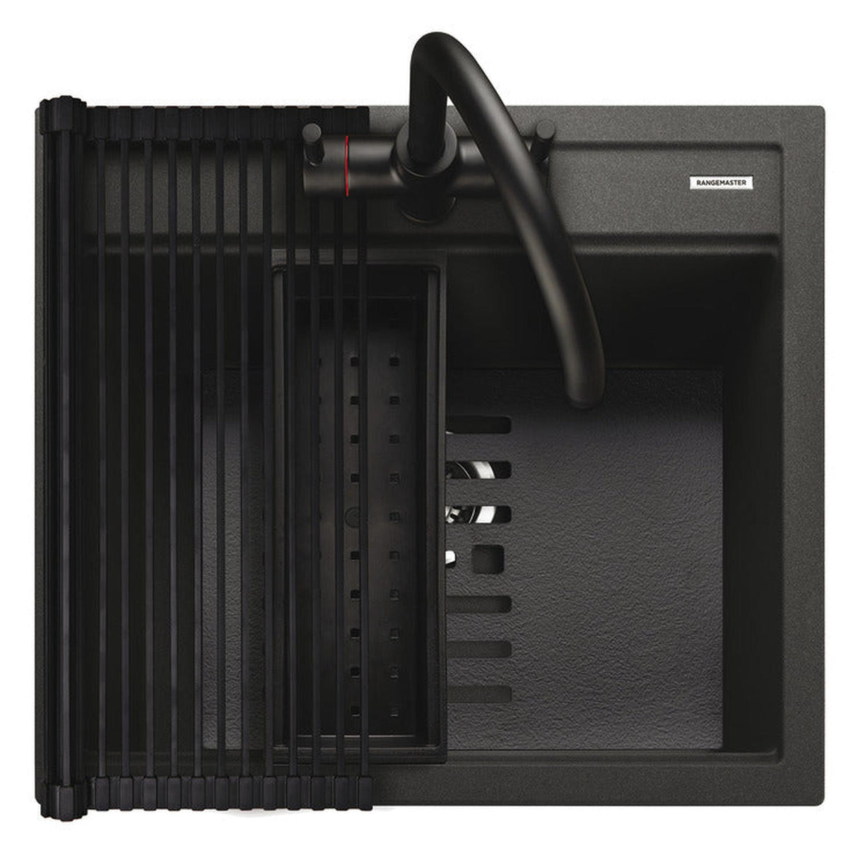 Rangemaster Prato Inset Mount Single Kitchen Sink For 600mm Cabinet in Granite Charcoal 57902001